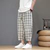 Pantalones 2025 para hombre estilo chino verano nuevos a cuadros Harlan pantalones capri modernos para hombre casuales de pierna ancha pantalones de playa al por mayor