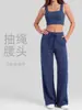 Conjunto de duas peças de colete e calça de yoga com bojo fixo integrado, sutiã esportivo, cós com cordão e calça de perna reta para mulheres