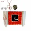 Regalo transfronterizo de Amazon para Acción de Gracias, Navidad, San Valentín, collar de proyección, aretes, flor de vida eterna femenina, caja de regalo, joyería