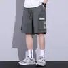 Pantalones Cortos de Trabajo para Hombre Modernos Sueltos Pierna Ancha Cinco Puntos Cintura Elástica Multibolsillos Verano Deportivos Casuales Pierna Recta Longitud Media