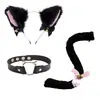 Orelhas de gato Sino acessórios de cabelo Cos tiara de cabelo de gato coleira rabo de gato conjunto acessórios de tiara para festa de Halloween