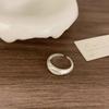 Anel Fangxing S925 Prata Esterlina Ágata Negra Imitação e Concha Branca Design de Nicho Feminino Moda Simples Anel Aberto Anel para Dedo Indicador