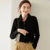 Nuevo Suéter de Cachemira Otoño e Invierno 2026 Camisa de Cuello para Mujer Cardigan de Punto de Botones Sencillo Color Puro Chaqueta Casual