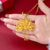 Nuevo Colgante Vietnamita de Oro Arena Estilo Palacio con Diseño Moderno, Collar de Borla Pavo Real Filigrana, Joyería Vintage Imitación Oro