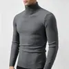 Suéter de Punto Cálido de Cuello Alto para Hombre Otoño/Invierno Estilo Coreano Ajuste Delgado Color Sólido Pulóver Ropa Interior de Punto