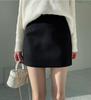 Falda Corta de Lana Negra para Mujer en Otoño e Invierno Estilo Coreano Simple y Versátil Falda Ajustada a la Cadera Trendy Cintura Alta Slim Elástica Falda de Un Paso