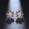 Ins Coreia Dongdaemun Flor Quente Cristal Rosa Amor Brincos de Cinco Flores Femininos Fábrica Direta Orelhas