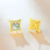 Nuevos Pendientes de Jade Natural Grado A Estilo Chino para Mujer, Pendientes de Oro Estrella de Cuatro Puntas de Jade Azul Agua, Suministro para Transmisiones en Vivo al por Mayor