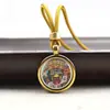 Colgante redondo de thangka pintado a mano en dorado, colgante mini de thangka de los ocho santos protectores Huang Cai de vidas pasadas, collar de thangka