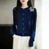 Cardigan de Punto Jacquard para Mujer de Manga Larga con Cuello Redondo de Lana Fina, Nuevo para Primavera y Otoño 2026, Holgado, Versátil