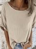 Europeo y Americano Transfronterizo Amazon Nuevo Verano Manga Corta Nuevo Tops Color Puro Moda Cuello Redondo Casual Camiseta Tops