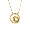 Cadena de suéter de acero inoxidable transfronteriza europea y americana, cadena alta simple para clavícula, colgante irregular dorado, collar de acero de titanio