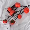 Fruta artificial de caqui de 7 cabezas decoración para el hogar flor artificial de caqui rojo flor falsa