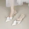 Medias Pantuflas Mujer 2025 Verano Nuevo Pedrería Gama Alta Puntiagudas Punta Fiesta Fiesta Usar talla grande Usar