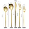 Cuchillo, Tenedor y Cuchara de Acero Inoxidable Portugués Vajilla Amazon Juego Dorado de Cuchillo y Tenedor para Bistec Juego de Cuatro Piezas de Cuchillo, Tenedor y Cuchara Transfronterizo