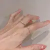 Anillo de Apertura de Amor de Venta Caliente Transfronterizo Juego de 2 Piezas Lujo Ligero Versátil Estilo Coreano Chapado en Oro Forma de Corazón de Melocotón Anillo para Dedo de Comida