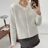 Elegante Cardigan de Tricô Pequeno Perfumado com Pedras de Diamante, Estilo Socialite, para Mulheres no Outono e Inverno, de Alta Qualidade, Super Bonito, Jaqueta Única e Linda