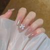 Nail art usar unha mão gelo através de olho de gato francês pasta de unha quebrada broca branca falsa unha patch unha peça atacado