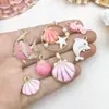 Serie Océano Rosa Estrella de Mar, Caballito de Mar, Concha DIY Aleación Esmalte Accesorios de Joyería Llavero Colgante Transfronterizo
