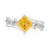 Anillo de Cubo de Azúcar Cortado Flor de Hielo de Piedra Preciosa Colorida Más Vendido en Transmisión en Vivo, Diamante de Alto Carbono Súper Brillante, Chapado en Oro Real, Anillo Versátil de Moda Personalizado