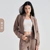 Jaqueta Esportiva Elegante de Outono e Inverno com Gola Alta Manga Longa Slim Versátil Emagrecedora Roupa Fitness Bolso Grande Top Casual Solto