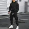 Conjunto de sudadera con capucha para hombre, nuevo, de otoño e invierno, transfronterizo 2025, conjunto deportivo casual de dos piezas de color liso