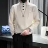 Suéter japonés para hombre, otoño e invierno, cálido, grueso, con botones, cuello medio alto, suéter holgado, prenda interior, top de moda