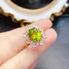Atacado de Fábrica Popular Anel de Peridoto Natural Prata S925 Pedra Principal Inlaid 8*10 Joia de Luxo Venda Direta da Fábrica