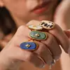 Anillo de Acero Inoxidable y Piedra Natural Más Vendido del Mundo con un Toque de Lujo Ligero y Alta Gama, Accesorios de Joyería de Anillo de Lapislázuli y Turquesa Transfronterizos