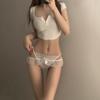 Novas Calcinhas de Renda Sexy Estilo Europeu e Americano Transfronteiriças para Mulheres, Borda de Flor de Lótus Puro Desejo, Modelagem Justa, Modernas, Respiráveis, Cuecas que Moldam o Quadril