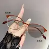 Gafas de moda con montura redonda pequeña de ojo de gato que cambian de color sensibles a la luz, filtro de luz azul, lente plana, para cara pequeña, montura de gafas con sentido avanzado, miopía
