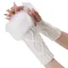 Guantes Peludos Cortos en Forma de Diamante Nuevas Mangas de Lana para Otoño e Invierno Mangas Falsas para Mujer Mangas de Muñeca y Brazo Cálidas de Punto sin Dedos