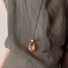 Novo Estilo Chinês Resina Pingente Irregular Corda Trançada Colar Design Feminino Corrente para Suéter Ajustável Acessórios