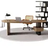 Escritorio Moderno Minimalista de Madera Maciza con Diseño Único, Juego de Escritorio y Silla para Oficina en Casa, Escritorio de Escritura con Cajón de Lujo Ligero y Duradero