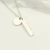 Lele Joias Colar com Pingente Geométrico de Letra Europeu e Americano Aço Inoxidável Banhado a Ouro Logotipo Aço Titânio Gravado Corrente de Clavícula de Nicho