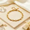 Pulsera de Acero Chapado en Titanio al Vacío Grano de Café Nariz de Cerdo Moda Simple Joyería de Acero Inoxidable No se Desvanece para Mujeres Transfronterizo Europeo y Americano
