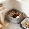 Caja de Almacenamiento de Cuerda de Algodón Tejida con Estampado de Oso, Organizador Multifuncional Portátil de Cuero, Cesta para Ropa Sucia, Plegable