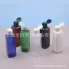Botella cuadrada blanca de 100 ml con tapa abatible y tapa de mariposa negra, botella de hidrosol azul de 100 ml, botella dispensadora de loción