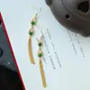 Aretes de Calabaza de Jade Birmano Natural para Mujer, Aretes de Cuentas de Ábaco Verde Picante, Lujo Accesible y Aretes de Oro de 14K de Gama Alta
