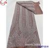 Vestido de tela de encaje bordado denso con lentejuelas y cuentas de burbujas retro francesas, regalo, ropa, malla bordada al por mayor