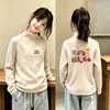 Roupa Térmica Feminina Outono Inverno Slim Quente Veludo Alemão Top Estiloso Versátil Criança Bebê Manga Longa Escovada Camiseta Tendência