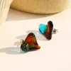 Diseño de nicho de alta calidad estilo exquisito joyería para orejas al por mayor aretes vintage de baya roja azul marino gelatina adorables