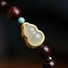 Pulsera de palo de rosa de hoja pequeña para mujer estilo étnico Jade Hetian calabaza Fu Lu pulsera para mujer al por mayor