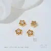 Contas Espaçadoras Flor Trevo de Quatro Folhas Banhadas a Ouro 14K Preservador de Cor Zircônia Ouro Branco Cristal Feito à Mão Acessórios para Joias DIY