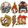 Novo Patch Bordado de Desenho Animado de Baseball Grande Esportivo Softball Patch Decorativo com Borda Dourada Patch Termocolante Patch Bordado