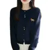 Cárdigan de punto ajustado con cuello redondo y botones para mujer 2026 Otoño/Invierno Nuevo Suéter Abrigo de Manga Larga Holgado