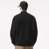Cárdigan de punto para primavera y otoño, cuello alto con cremallera para hombre, negro, chaqueta holgada para hombre, elegante y sofisticada