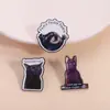 Insignias Metálicas Impresas Serie Gato Nuevo Lindo de Dibujos Animados Broche Creativo Divertido Citas en Inglés para Mascotas Venta al por Mayor