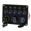 Interruptor Ojo de Gato de 5 Posiciones con Encendedor de Cigarrillos, Doble USB, Voltímetro, Panel Combinado para Modificación de Coche 12-24V