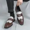 Zapatos brogue de retazos para hombre de cuero transfronterizos talla 46, estilo británico, modernos para estilista, slip-on, zapatos de vestir casuales